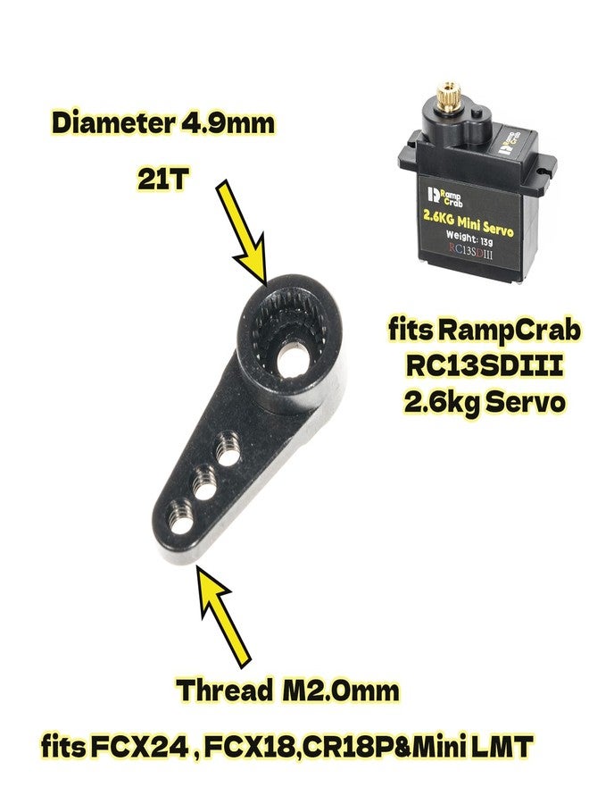 ذراع سيرفو RampCrab RC، قطر 4.9 مم، 21 سنًا، سن لولبي M2.0 مم، مصنوع من سبائك الألومنيوم 7075، ملحق ترقية ذراع سيرفو صغير لطائرات FCX24 وFCX18 وCR-18P وMini LMT، 3 قطع - Image 2